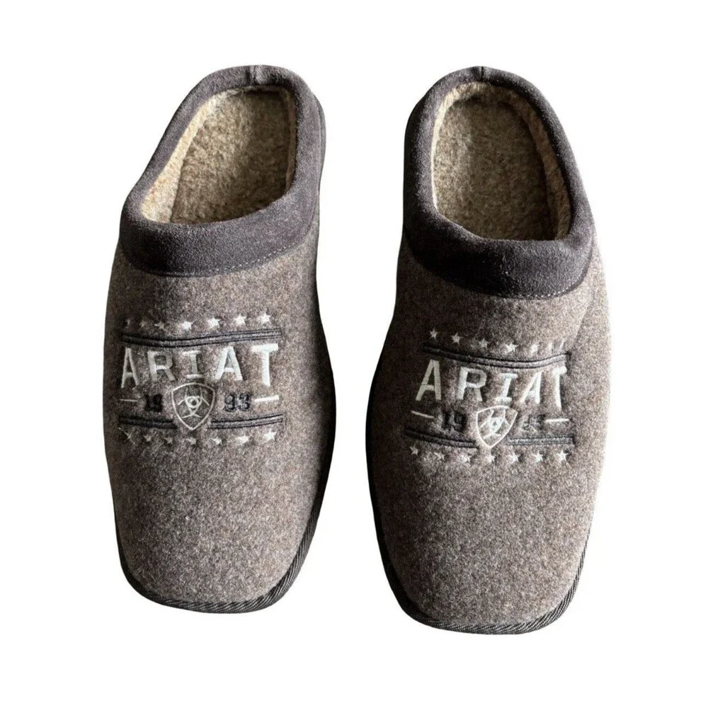 Ariat Men's Square Toe Patriot Slipper Brown Sherpa Lined Shoes Men’s Size 9